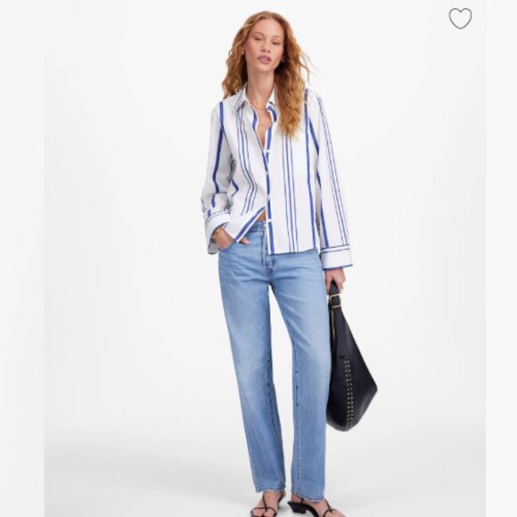 Madewell Poplin Easy Y-Neck Button-Up Shirt NWT - Picture 2 of 5